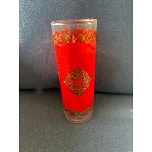 Vintage Starlite Red /gold Highball Glasses 7”